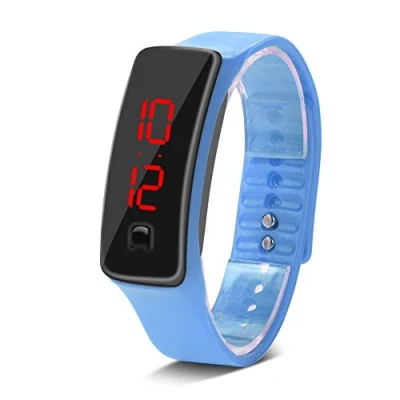 Afbeelding van Sonew Sport Horloges, LED Siliconen Polshorloge tijd Kalender Digitale Armband voor Vrouwen Mannen Sweatproof Lange Standby Lichtgewicht, Blauwe Meer, riem