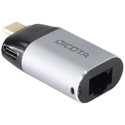 Afbeelding van Dicota USB C Adapter [1x stekker 1x RJ45 bus] Mini Met laadbus