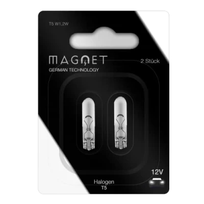 Afbeelding van Magnet Set van 2 halogeenlampen T5, Wedge, 12 V, 1,2 W, W2 x 4,6 D dashboard auto en motorfiets