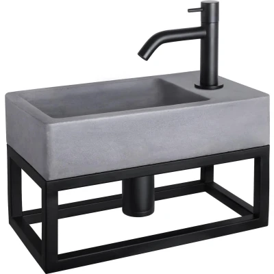 Afbeelding van Fonteinset Differnz Force (Beton, Handdoekrek, Matzwart)