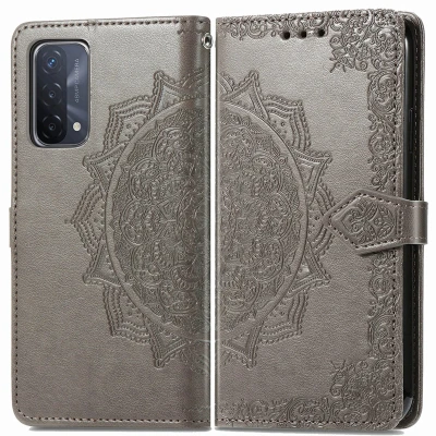 Afbeelding van iMoshion Hoesje Geschikt voor Oppo A74 (5G) / A54 Met Pasjeshouder Mandala Bookcase Grijs