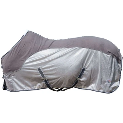 Afbeelding van HKM Vliegendeken Comfort Fleece Grijs/Natuur/Blauw 145/195