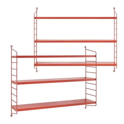 Afbeelding van Wandplank Strängnäs set van 2 verstelbaar 50x60x15 cm rood [en.casa]
