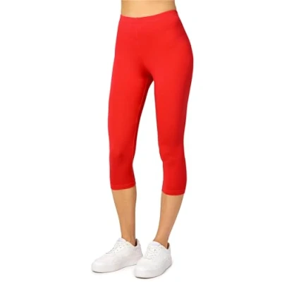 Afbeelding van Merry Style MS MS10 144 LE Dames Capri Leggings Sport Vrijetijdsbroek 3/4 Lengte Viscose Sporbroek Yogabroek Rood M