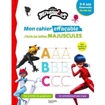 Image de Miraculous Mon cahier effaçable J&#039;écris les lettres majuscules (3 6 ans)