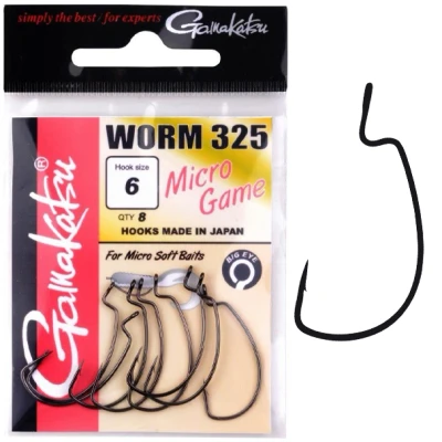 Afbeelding van Gamakatsu Worm 325 Micro Game 006 (8st) Roofvishaken