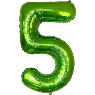 Afbeelding van ballon verjaardag 5 jaar groen 101 cm cijfer decoratie feestdecoratie vliegt dankzij het helium