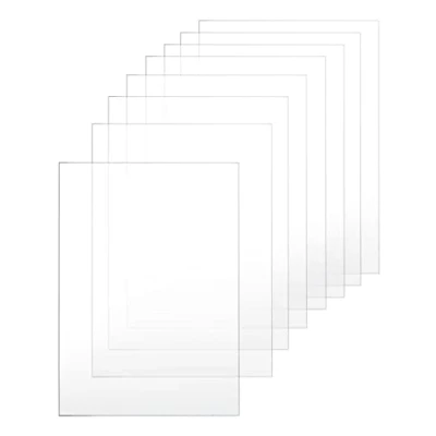 Afbeelding van QWORK® 8 stuks A4 acrylvellen, transparant, plexiglasplaat, 297 mm x 210 mm, voor fotolijsten, displayprojecten, schilderen