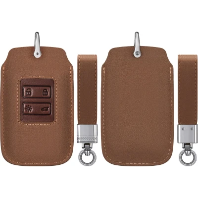 Afbeelding van kwmobile Autosleutel hoesje geschikt voor Renault 4 knops Smartkey (alleen Keyless Go) behuizing in lichtbruin / bruin