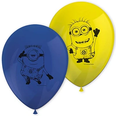 Afbeelding van Ballon Minions geel blauw 8 stuks