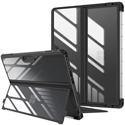 Afbeelding van Fintie Beschermhoesje voor Microsoft Surface Pro 9/Pro 9 5G 13 inch 2022, hard, schokbestendig, met originele standaard, compatibel type cover, zwart