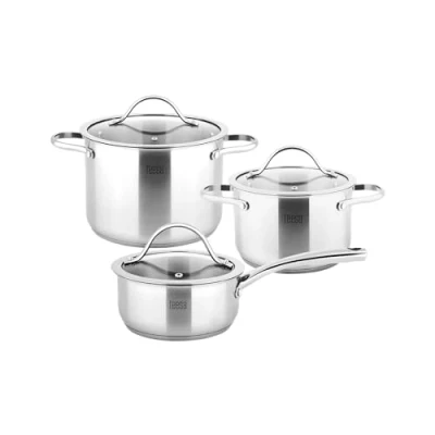 Afbeelding van Teesa TSA0141 Driedelige roestvrijstalen pannenset COOK EXPERT PRIME