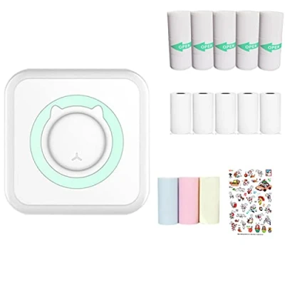 Afbeelding van Mini Printer Draagbare Pocket Inkless Photo met 13 Rolls Papier voor Draadloze iOS/Android Smartphone (blauw)