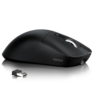 Afbeelding van ATTACK SHARK X3MAX 49g Superlight Mouse, PixArt PAW3950 Gaming Sensor, BT/2.4G Wireless/bekabelde gamingmuis, 6 verstelbare DPI tot 42000, 200 uur batterij, Office Mice voor Win11/Xbox/PS/Mac (zwart)