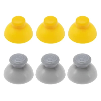 Afbeelding van EMSea Set van 6 vervangende analoge joysticks, compatibel met Nintendo GameCube controller, ABS accessoires, geel en grijs