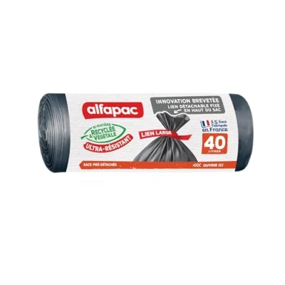 Afbeelding van Alfapac 15 x 40l gerecycleerde Maxi Weight brede bindzakken wijde mond