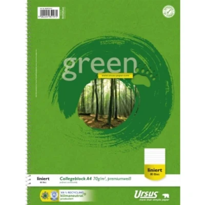 Afbeelding van Ursus Classic 608570010 Collegeblok Groen DIN A4 Gelijnd Aantal paginas: 80