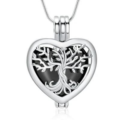 Afbeelding van VCCWYQK Ketting met hartvormige urn voor as, vrouwen, sieraden, bloem, mini herinneringsobject, holle hanger., Rubber Lak Roestvrij staal