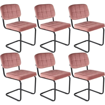 Afbeelding van Kick buisframe stoel Ivy roze set van 6