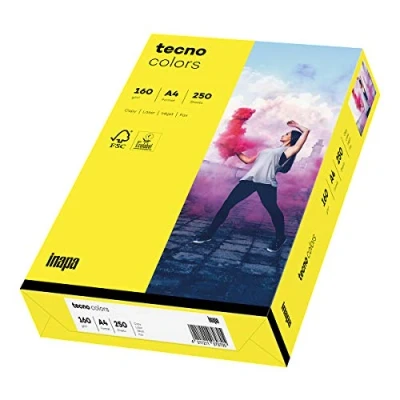 Afbeelding van inapa Tecno Colors kleurrijk papier, A4, 160 g/m², geel, 250 vellen