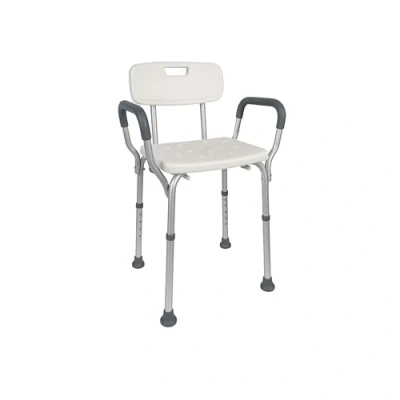 Afbeelding van Mobiclinic Puerto douchestoel verstelbare badzitje ergonomische voor volwassenen gehandicapten anti slip in hoogte verstelbaar met rugleuning en armleuningen