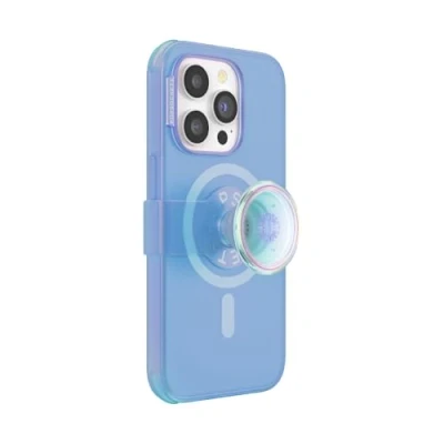 Afbeelding van PopSockets PopCase met een magnetische ring Telefoonhoesje Telefoonbutton [telefoon accessoires] compatibel Apple iPhone 14 Pro Blauw Opalecent