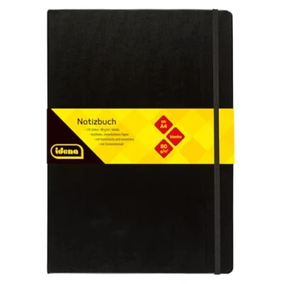 Afbeelding van Idena 10053, notitieboekje DIN A4, witte pagina&#039;s, crèmekleurig papier, 192 80 g/m², zwarte hardcover, 1 stuk