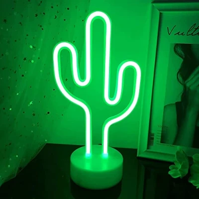 Afbeelding van NIWWIN Cactus neon teken, tafellamp decoratieve lamp batterij of USB bediening, Kerstmis, verjaardagsfeest, decoratie, nachtlampje, woonkamer, slaapkamer, cadeau voor kinderen