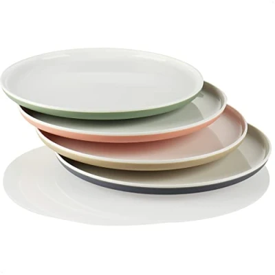 Afbeelding van COM FOUR® 4 x borden kunststof in pastelkleuren multifunctionele herbruikbaar onbreekbaar [selectie varieert] (4 stuks pastel)