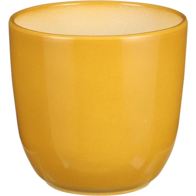 Afbeelding van Mica Decorations Plantenpot/bloempot Tusca Okergeel keramiek glans D13.5/H13 cm