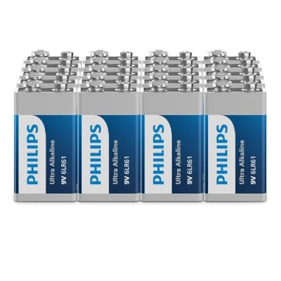 Afbeelding van Philips Lot de 20 piles alcalines Ultra 9 V 6LR61 pour détecteurs fumée et radios