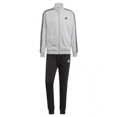 Afbeelding van adidas Sportswear Basic 3 Stripes Tracksuit Trainingspak Medium grey heather black, Heren, Maat: Large, black
