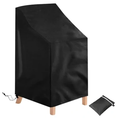 Afbeelding van Votoko tuinstoelhoes, stapelbaar, waterdicht, Oxford stof, hoes voor tuin en balkonstoelen, winddicht, uv bescherming, 64 x 70/120 cm
