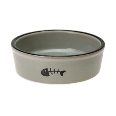 Afbeelding van Karlie keramische kattenbak, grijs 200ml Ø12cm