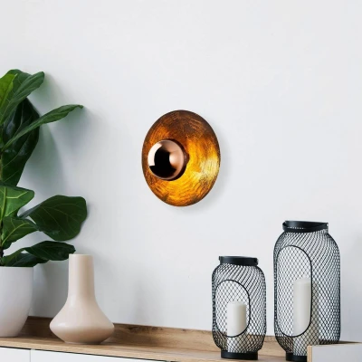 Afbeelding van Wandlamp Kurt 13351, koperkleurig, metaal, Ø 38 cm