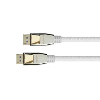 Afbeelding van Python Premium DisplayPort 2.0 kabel 3m 54Gbit/s, UHBR 13.5 4K @ 240Hz / 8K 60Hz koperen geleider nylon vlechtwerk wit