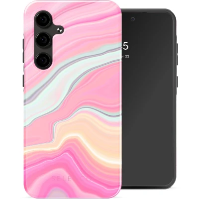 Afbeelding van Selencia Hoesje Geschikt voor Samsung Galaxy S24 FE Vivid Backcover Pastel Lipstick Marble