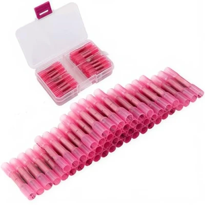 Afbeelding van CESFONJER 50 stuks 22 16 AWG waterdichte kabelverbinders rood krimpverbinders kabelschoenen set