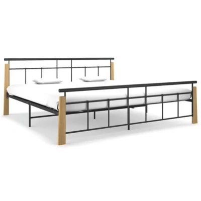 Afbeelding van Bedframe Metaal En Massief Eikenhout