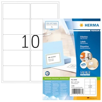 Afbeelding van Etiket HERMA 4268 99.1x57mm premium wit 1000stuks