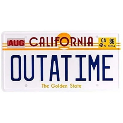 Afbeelding van Delorean TIME MACHINE auto metalen kentekenplaat replica uit de film BACK TO THE FUTURE OUTATIME (62)
