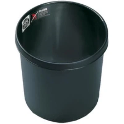Image de helit Corbeille à papier en plastique, difficilement Inflammable, 12l, noir
