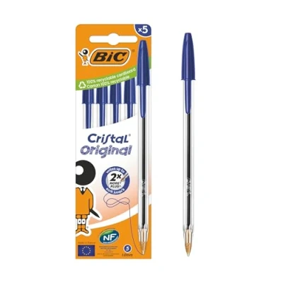 Afbeelding van Balpen bic cristal m 5st blauw Blister a 5 stuk