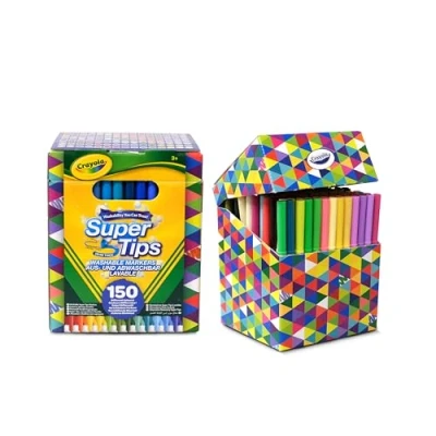 Afbeelding van CRAYOLA Super Tips Lot de 150 feutres lavables à pointe moyenne en couleurs assorties, tous différents, âges recommandés : 3 ans, 58 5152
