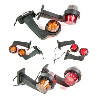 Afbeelding van Web Truck 2 stuks 12 V 24 rubberen led sjabloonlampen met parkeerlicht Old School Dark Graphite voor auto, vrachtwagen, caravan, lamp rood oranje