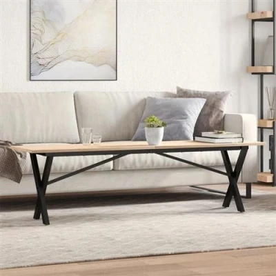 Image de vidaXL Table basse cadre en X 160x40x45 cm bois de pin massif et acier3282690
