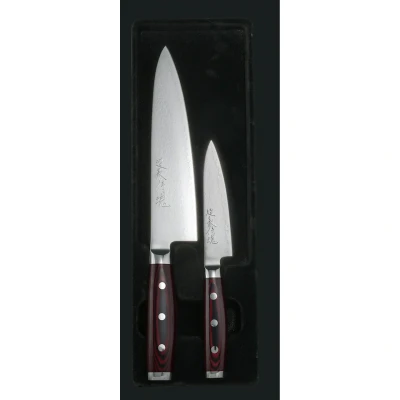Afbeelding van Yaxell Super Gou Messenset Giftset 2 delig Koksmes 20 cm &amp; Universeelmes 12 161 Lagen Damaststaal SG2 Staal 63 HRC Canvas Micarta Heft