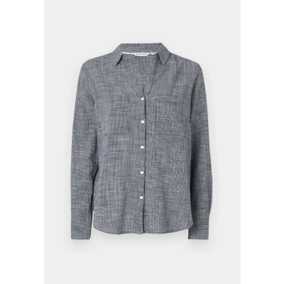 Afbeelding van TOM Tailor Blouse WITH SLUB Structure Overhemdblouse, Dames, Maat: 34, Midnight navy blue