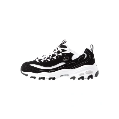 Afbeelding van Skechers Sport D&#039;LITES Sneakers laag, Dames, Maat: 42, Black/white/silver Nubukleer/ textiel