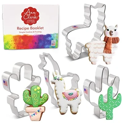 Afbeelding van Ann Clark 4 delige uitsteekvormpjes lama cactus met receptenboekje